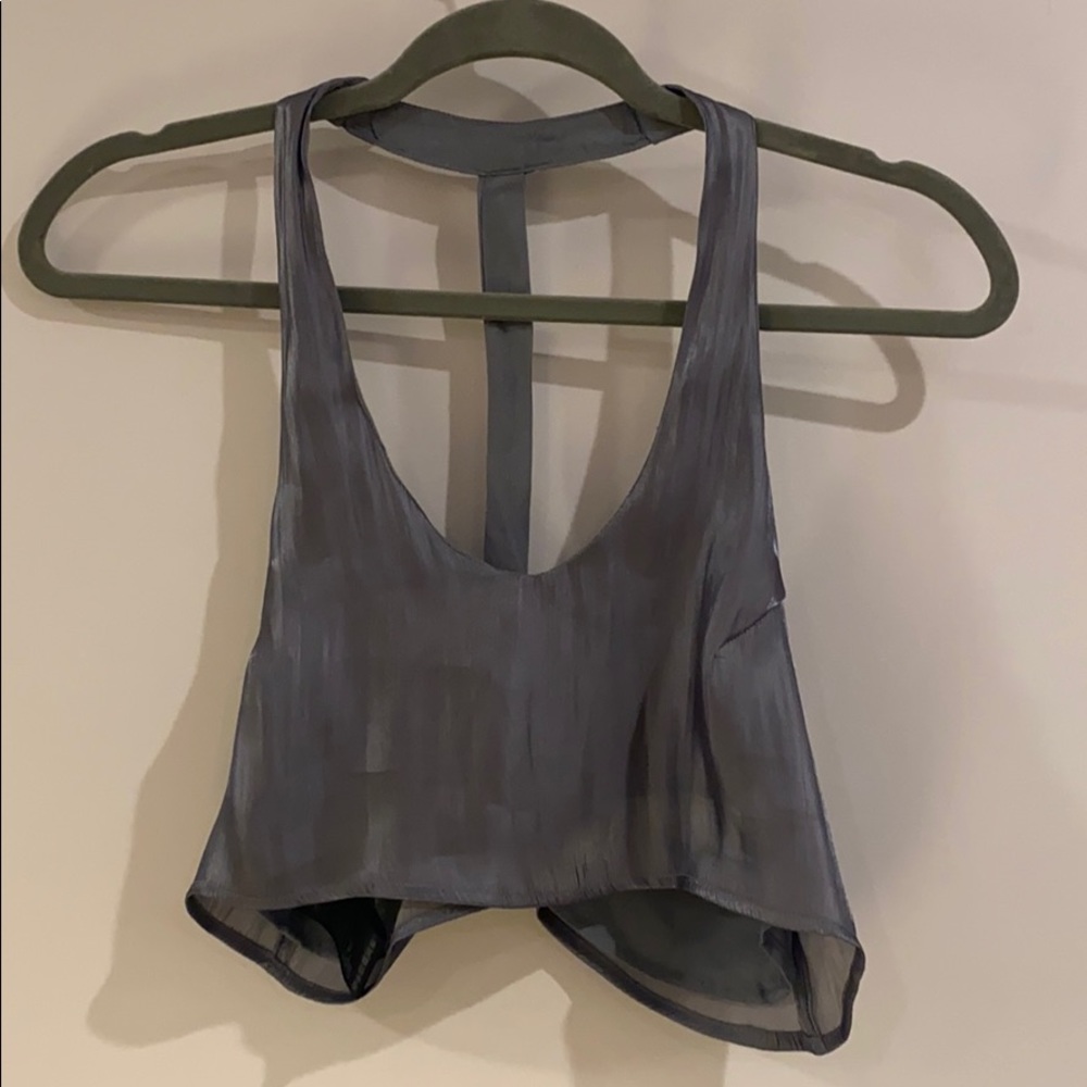 Urban Outfitters Blue Silk Crop Tank Top